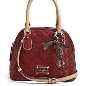 GUESS Women's Red Juliet Turn-Lock Satchel